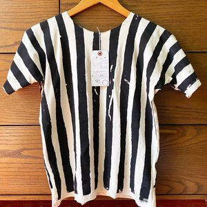 State the Label hand-printed stripe FITTED Tee